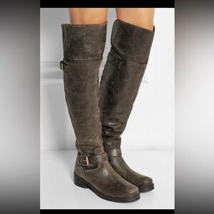Tory Burch Tarulli Over The‎ Knee Distressed Brown Tall Boots Women's Size 5